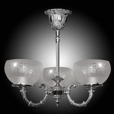 Model NSH7a Nickel Version of 'the Covington' Victorian Reproduction Lighting Fixture.